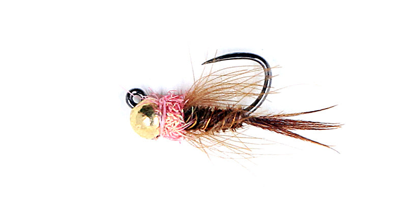 Gold TB Frenchie Peach dub with CDC Collar #14 - Flytackle NZ