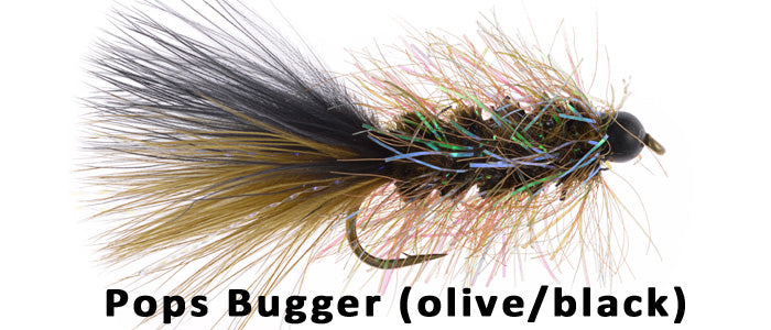 Black bead Pops Bugger (Olive/Black) #8 - Flytackle NZ