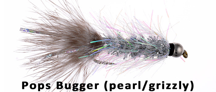 Black Bead Pops Bugger (Pearl/Grizzly) #8 - Flytackle NZ